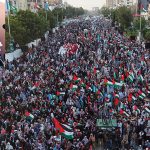 کراچی میں تاریخی غزہ مارچ کا منظر
