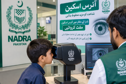 نادرا دفتر میں آئرس اسکین کا منظر