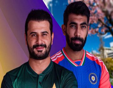 ایشین گیمز کرکٹ فائنل، پاکستان اور بھارتی کرکٹ ٹیم کے کپتانوں کی تصویر