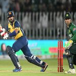 سری لنکن بیٹسمین پاکستان کیخلاف بیٹنگ کرتے ہوئے