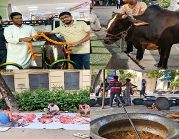 بنگلہ دیش کی جگن ناتھ یونیورسٹی میں کیمپس کے اندر گائے ذبح کی جارہی ہے