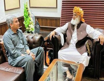 مولانا فضل الرحمان اور محسن نقوی کی ملاقات کی تصویر