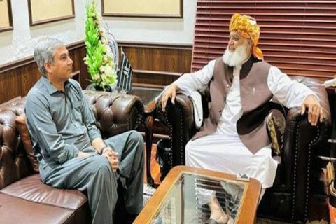 مولانا فضل الرحمان اور محسن نقوی کی ملاقات کی تصویر