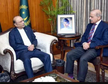 صدر زرداری اور وزیر اعظم شہباز شریف کے درمیان ملاقات کی فائل فوٹو