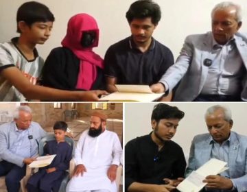 گورنر سندھ نہال ہاشمی صومالیہ میں شہید پاکستانیوں کے لواحقین میں چیک تقسیم کرتے ہوئے